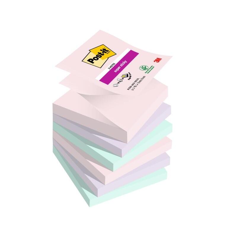 Post-It Super Sticky Pack De 6 Blocs De 90 Notas Adhesivas Reposicionables - Forma Cuadrada - 76x76mm - En Zig-Zag -