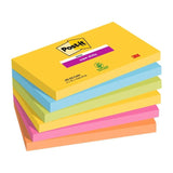 Post-It Super Sticky Pack De 6 Blocs De 90 Notas Adhesivas Reposicionables - Forma Rectangular - Colores Surtidos