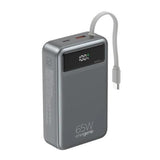 Power Bank Gembird 65 W Fast Charging With Integrated Cables 20000 Mah Black
