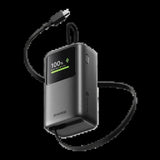 Power Bank  Sharge E3 Hypertower Negro Con Cable Retráctil Integrado 10000mah 45w Usb-C