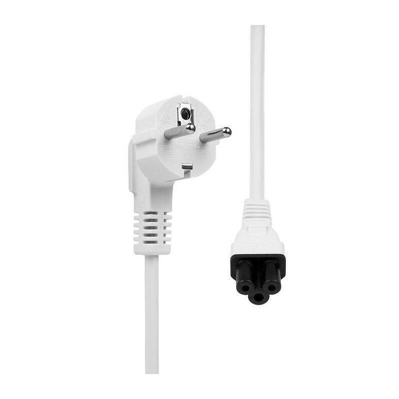 Power Cord Cee 7/7 - C5 3m  White Angled Schuko, White,