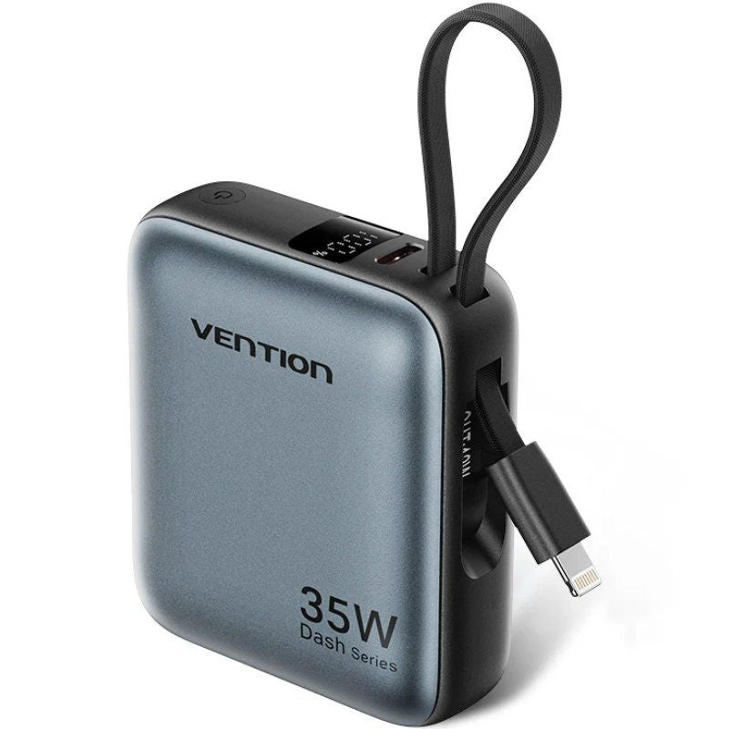 Powerbank 10000mah Vention Fhfn0 35w Gris Incluye Cable Usb Tipo-C Y Lightning
