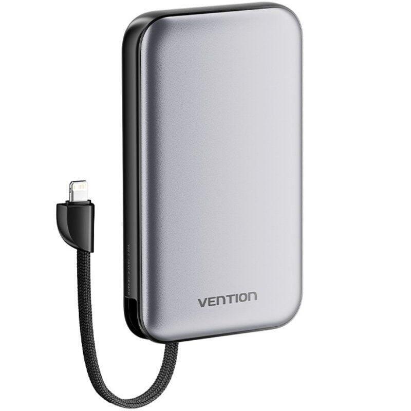 Powerbank 10000mah Vention I12ia 20w Negra Incluye Cable Usb Tipo-C Y Lightning