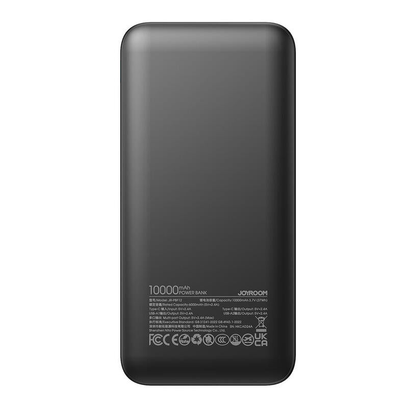 Powerbank Joyroom Jr-Pbf12 10000mah 2.4a Con 2 Puertos Usb-A Y 1 Usb-C  Negro
