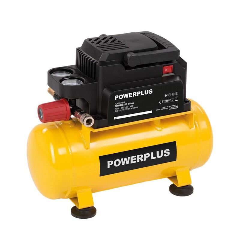 Powerplus Compresor Powx17215 - Compresor Sin Aceite 750w 6l