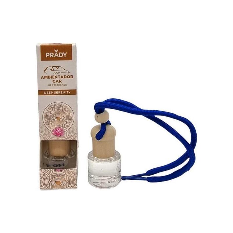 Prady Ambientador Coche Deep Serenity - Frasco De Cristal 6 Ml Y Cuerda Para Espejo Retrovisor
