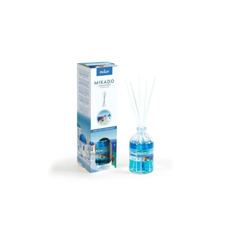 Prady Ambientador Mikado Aire Mediterraneo - Frasco De Cristal 100 Ml Y Varitas Difusoras