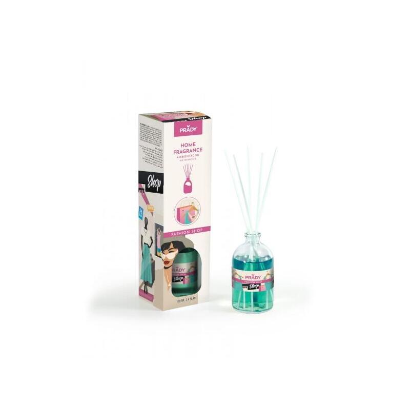 Prady Ambientador Mikado Fashion Shop - Frasco De Cristal 100 Ml Y Varitas Difusoras