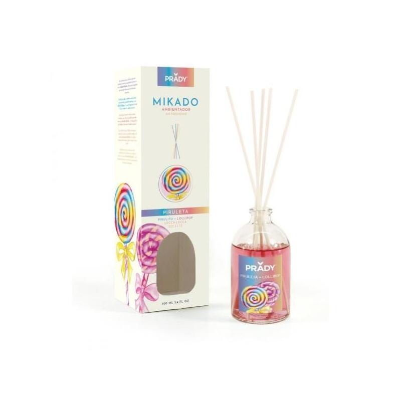 Prady Ambientador Mikado Piruleta - Frasco De Cristal 100 Ml Y Varitas Difusoras