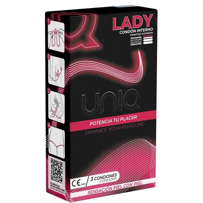 Uniq -  Lady Condom Preservativos Femeninos Con Liguero Sin Latex 3 Unidades