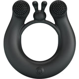 Pretty Love - Dahlia Anillo Vibrador + Estimulador De Clítois 12 Vibraciones Negro