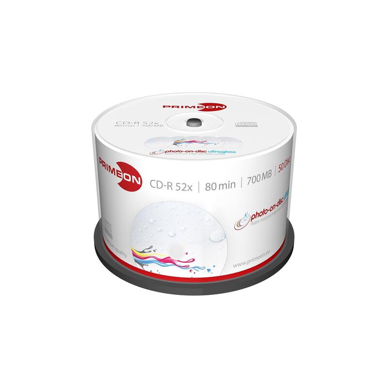 Primeon Cd-R 52x Ink Wasserf.50er-Sp 700mb Photo-On-Disc Ultragloss