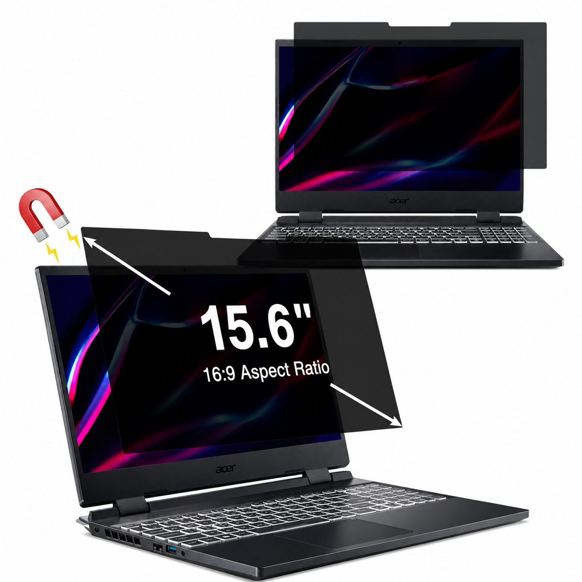 Protector De Pantalla 15.6" Magnético Con Filtro De Privacidad Asus Vivobook Tuf Gaming Acer Aspire Nitro 5 345X194 Mm