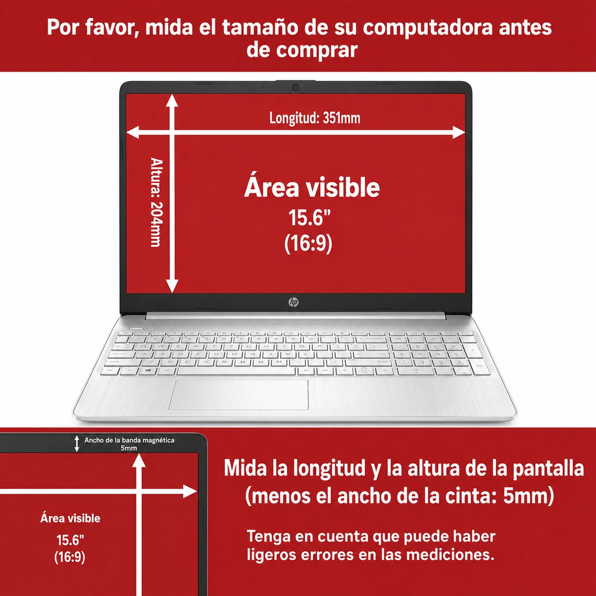 Protector De Pantalla 15.6" Magnético Con Filtro De Privacidad Para Portátil Lenovo Ideapad 3 Thinkpad E15 Legion 5 345X194 Mm