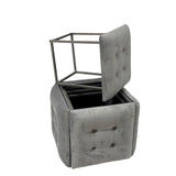 Puff-Transformer 5en1 - 5 Taburetes En 1 Puff Terciopelo Gris