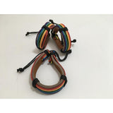 Pride - Pulsera De Cuero Marron Bandera Lgbt
