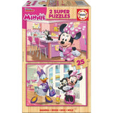 Puzzle Minnie And The Happy Helpers Disney Madera 2x25pzs