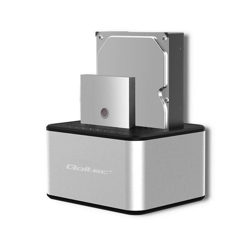 Qoltec 50316 2x Hdd Ssd Docking Station 2.5 3.5" Sata Usb 3.0 Cloning