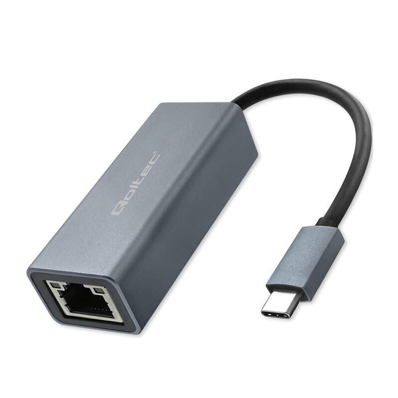Qoltec 50352 Usb C To Rj45 Ethernet Adapter 1000mbps Aluminium Housing