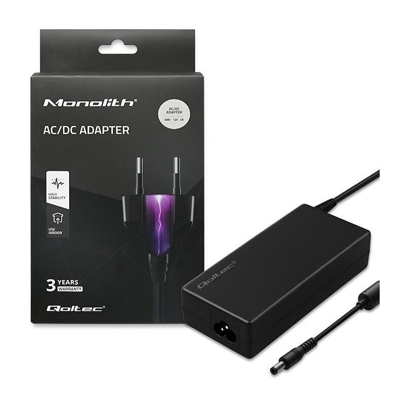 Qoltec 50799 Desktop Power Supply 60w 12v 5a 5.5x2.5 Power Cable