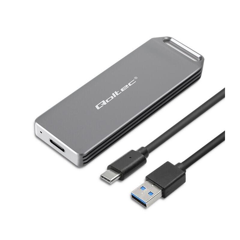 Qoltec 52266 Mini Enclosure M.2 Ssd Drive Nvme Pcie Usb 3.1 Super Speed 10gb S 2tb Silver