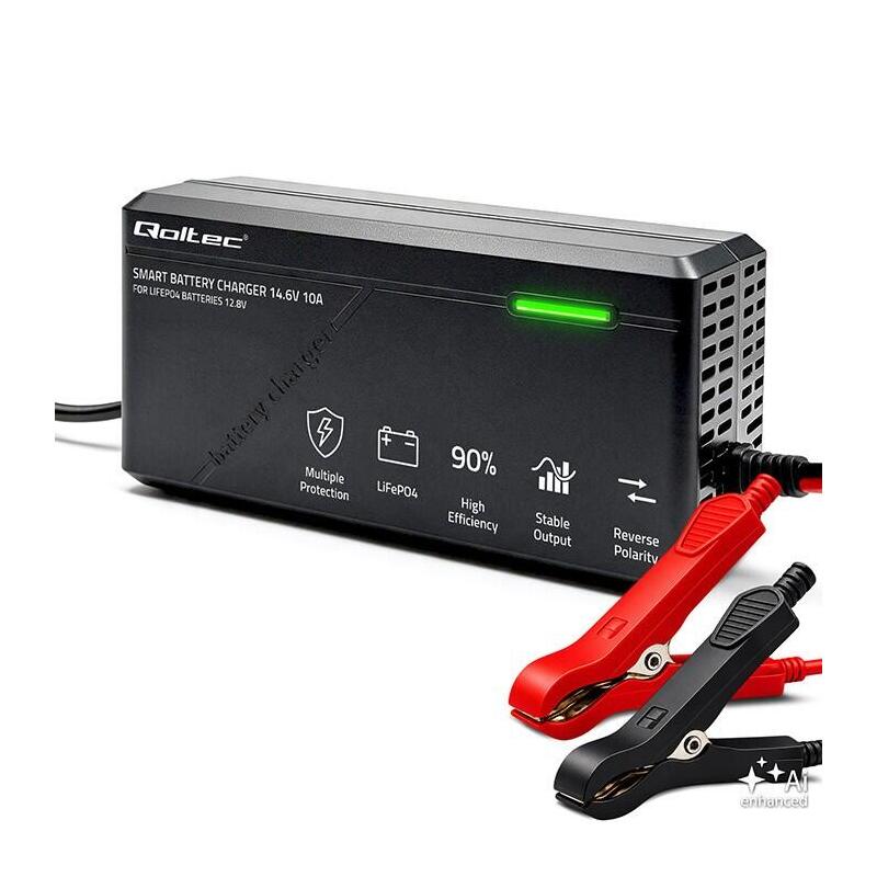 Qoltec Charger For 12v Lifepo4 Batteries 10a Pf 0.9 Led