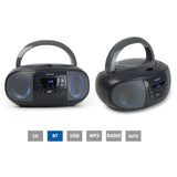 Radio Cd Fonestar Boom-Go-G Gris 4w Rms Bluetooth Fm Usb/Mp3 Aux In Salida Auriculares Efectos Luminosos