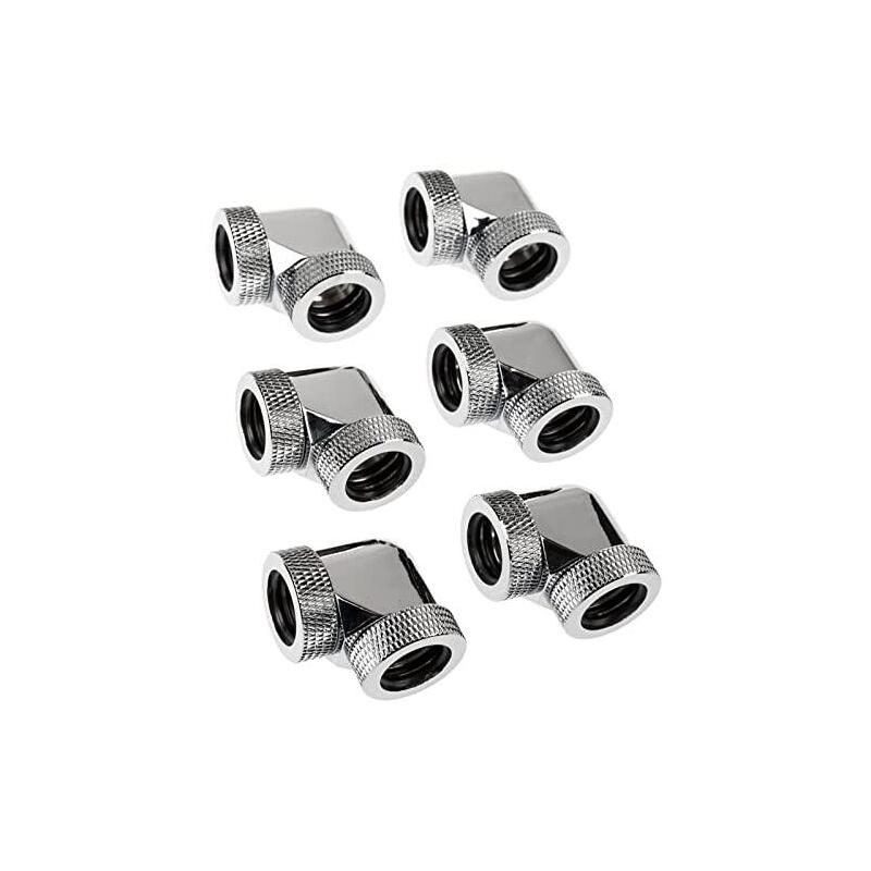 Raijintek Pelias D160906, 16mm, 90 Grad Adaptador - 6er-Pack, Plata