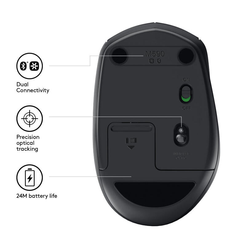 Ratón Inalámbrico Silencioso Logitech M590 Grafito Bt 910-005197