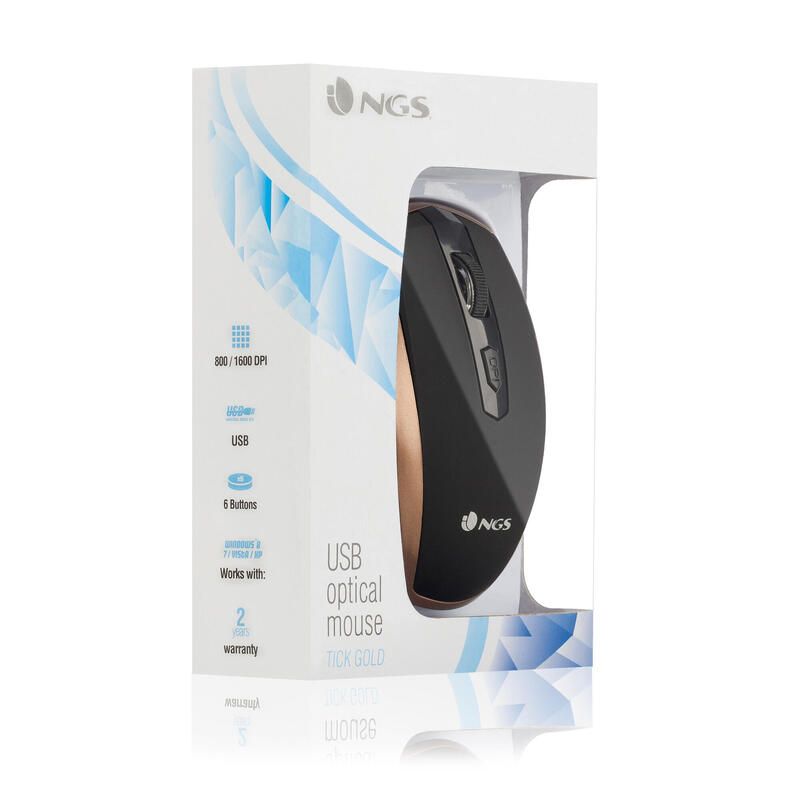 Ratón Ngs Tick Gold Hasta 1600 Dpi Oro Y Negro