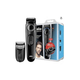 Recortadora De Barba Braun Bt3000 Negro Ajustes 0.5 - 20 Mm Lavable 40min Bateria