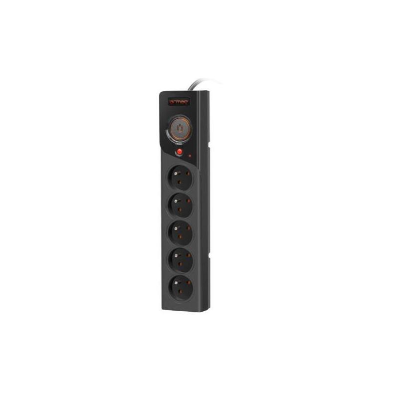 Regleta Armac Surge Protector Z5 1.5m 5x French Outlets 10a Cable Organizer Black