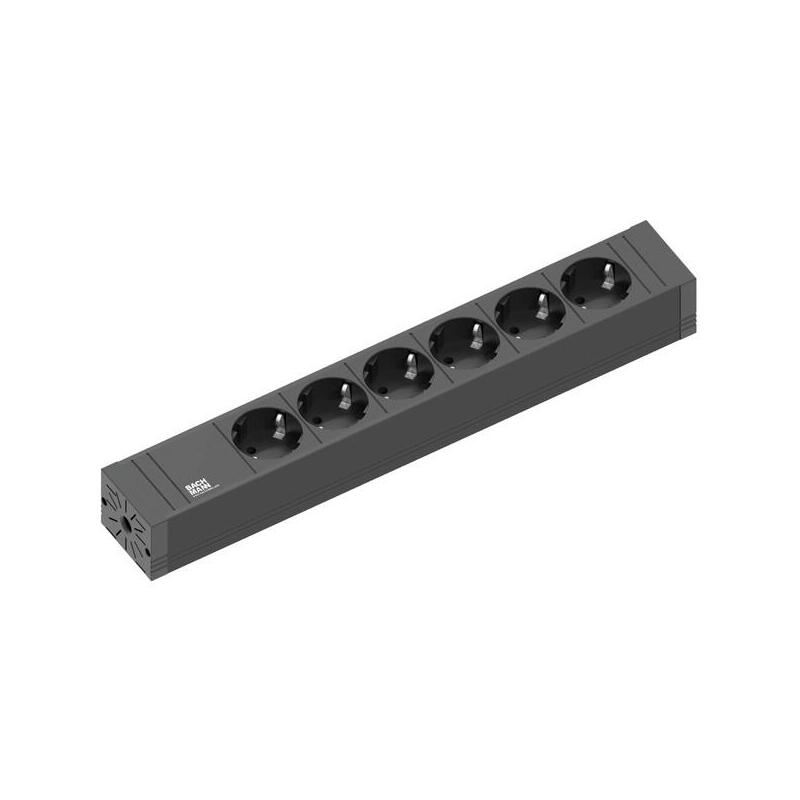 Regleta Bachmann Connect Line De 6 Contactos Negra, Cable De 2 Metros 4.200.018
