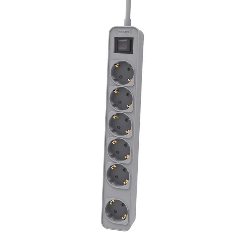 Regleta Con Interruptor Philips Chp2164g 10 6 Tomas De Corriente Cable 1.5m Gris