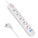 Regleta De Alimentación 5 Tomas Mce395 En 3xusb, 110-240v Ac 50/60hz, 2,1a Max 2500w, Blanca