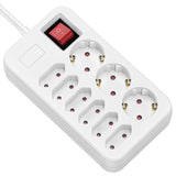 Regleta De Enchufes Roline De 9 Tomas Con Interruptor, Cable De 3 M - 3x Contactos De Protección + 6x Tomas Euro, 230v / 10a, Tomas Giradas 45°, Bloqueo De Seguridad Para Niños, Interruptor Iluminado