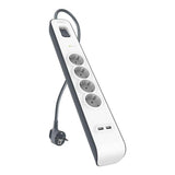Regleta De Protección Contra Sobretensiones Belkin Con 4 Tomas, 2 Usb-A Y Cable De 2 M, Bsv401vf2m-V2