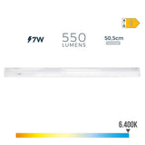 Regleta Electronica Led 7w 600lm 6400k Luz Fria 3,6x50,5x3cm Edm