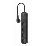 Regleta  Inteligente Gembird Con Cargador Usb Y Medidor De Potencia, 4 Tomas Francesas, Color Negro