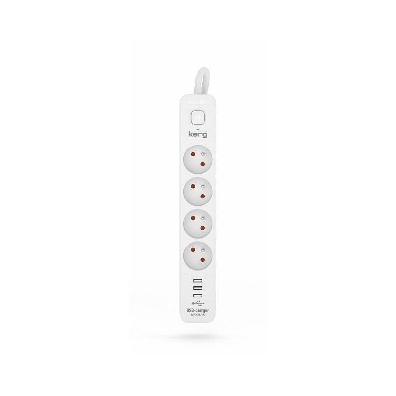 Regleta Kerg Con Disyuntor-4 Tomas 3usb 16a 1,5m