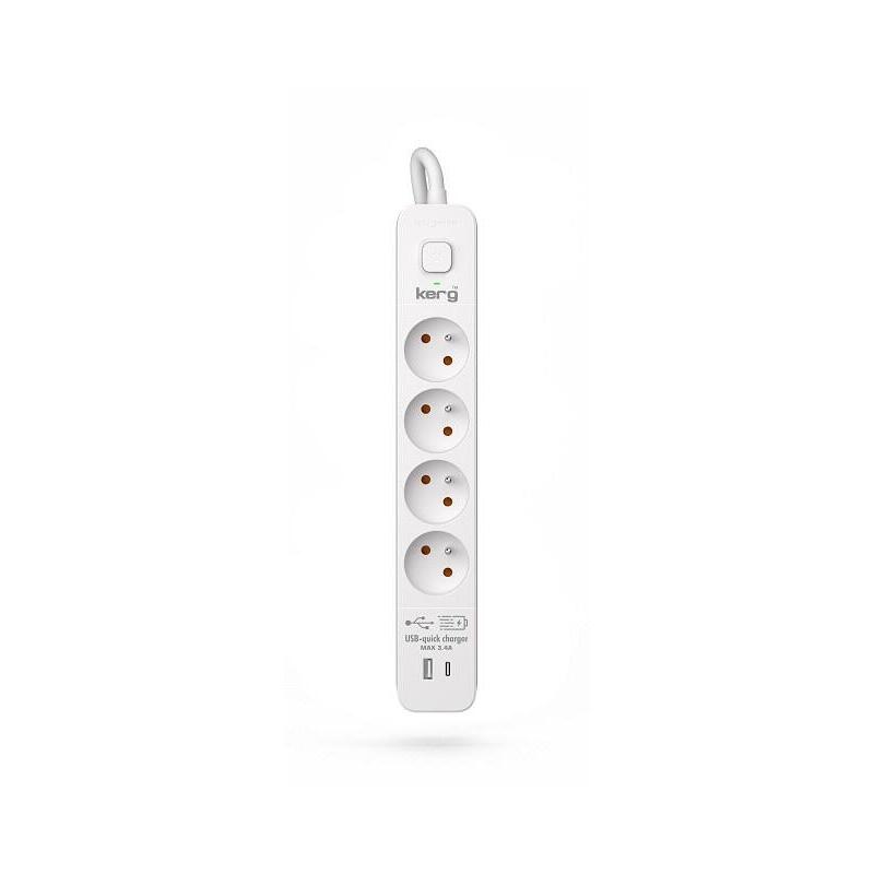Regleta Kerg Con Disyuntor-4 Tomas Usbc+Usba 16a 3m
