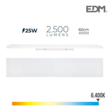 Regleta Led 25w 6400k Luz Fria 2500lm 12x60x4,5cm Edm