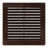 Rejilla Ventilación Cuadrada Con Tapones Y Mosquitera 150x150x7mm Abs Marrón