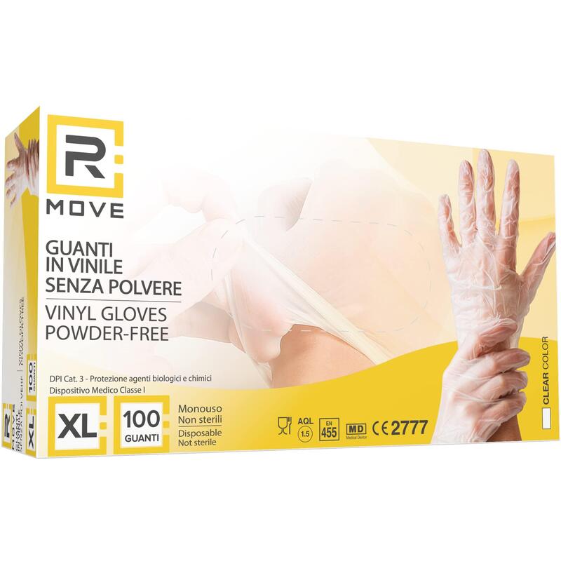Retire 1 Paquete De 100 Guantes Médicos De Vinilo Transparentes Sin Polvo, Talla Xl