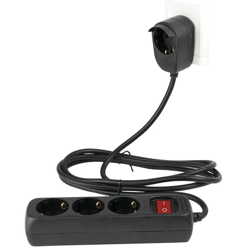Rev Power Strip 3+1-Fold 2m + Switch Black