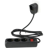 Rev Power Strip 3+1-Fold 2m + Switch Black