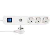Rev Steckdosenleiste Ice 3-Fach Usb & Schalter, 1,4m Weiss