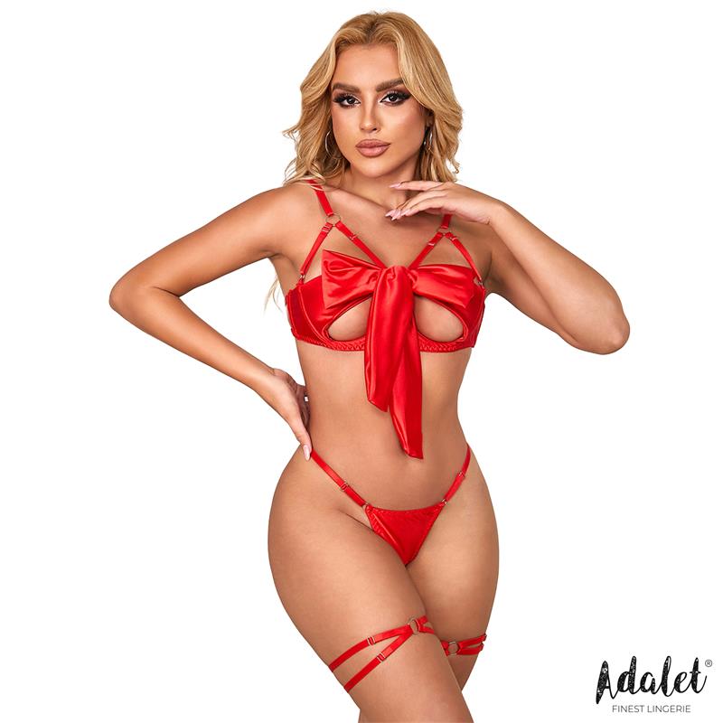 Riley Set Sujetador Con Lazo, Tanga Y Ligas Talla (Interno):S/M