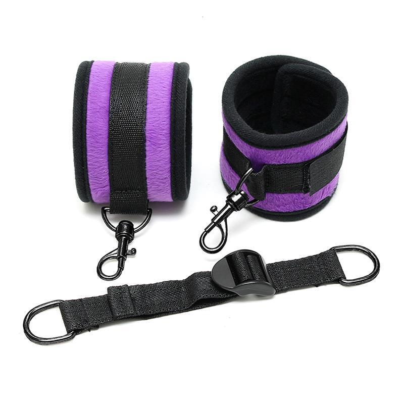 Rimba Bondage Play Esposas Para Tobillos Con Correa Elástica Color Púrpura
