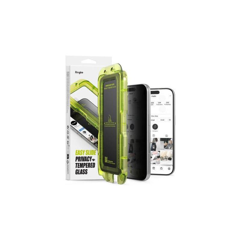 Ringke Iphone 17 Pro Max Screen Protector Premium Easy Slide Privacy Tempered Glass 9h With Installation Jig (2pcs) Transparent